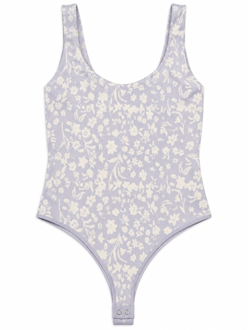 Free People Intimately Floral Bodysuit M/L Lavender Cream Thong Scoop Neck